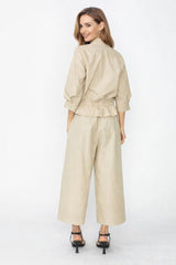 Modern Wide Leg Crop Pant in Khaki - C1069P