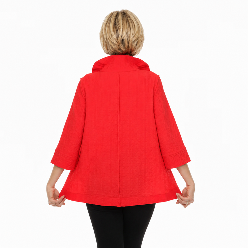 Textured Blouse/Jacket in True Red - 3075SOL-TRD