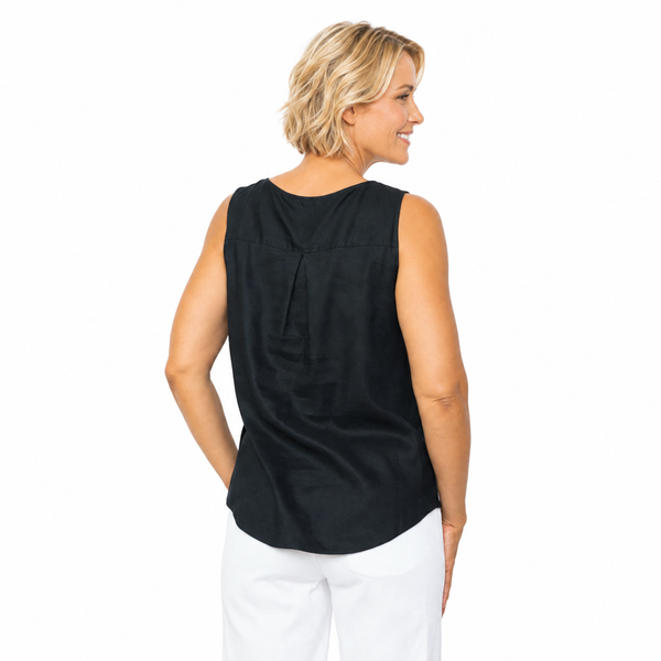Sleeveless Linen-Cotton Top in Black - 41525-BLK - Size XL Only!