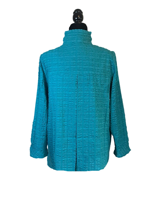 Pucker Weave Hi-Low Jacket in Lake - 23722 - Size XXL Only!