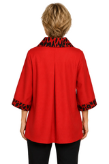 Leopard Accent Swing Jacket in Red - 5130