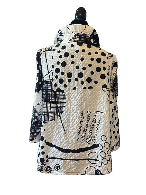 Artful Abstract Print High-Low Blouse - 3448-NW