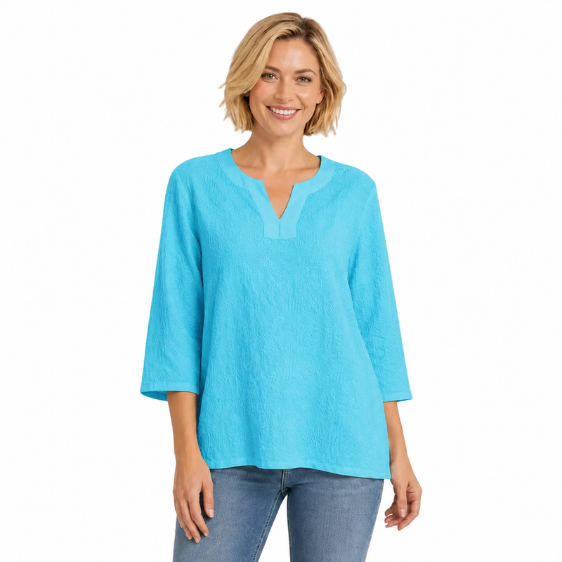 Embroidered Cotton Voile Top in White C630-WHT