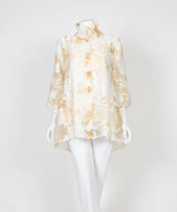 Effortless Elegance Sheer Floral Blouse in Beige - 2277J-BG