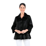 Solid Wide Ball Collar Jacket in Black - 4741-BK