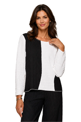 Modern Colorblock Top in Black & White - 46973