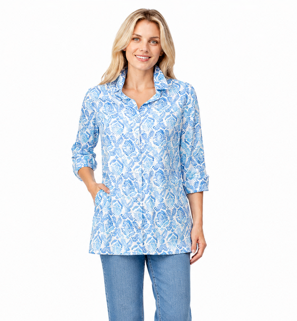 Long Paisley-Print Tunic Shirt - 59101 - Size S Only!