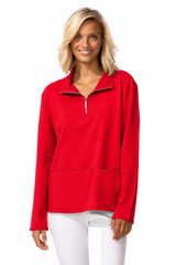 Partial Zip Soft Cotton Terry Pullover - 30121