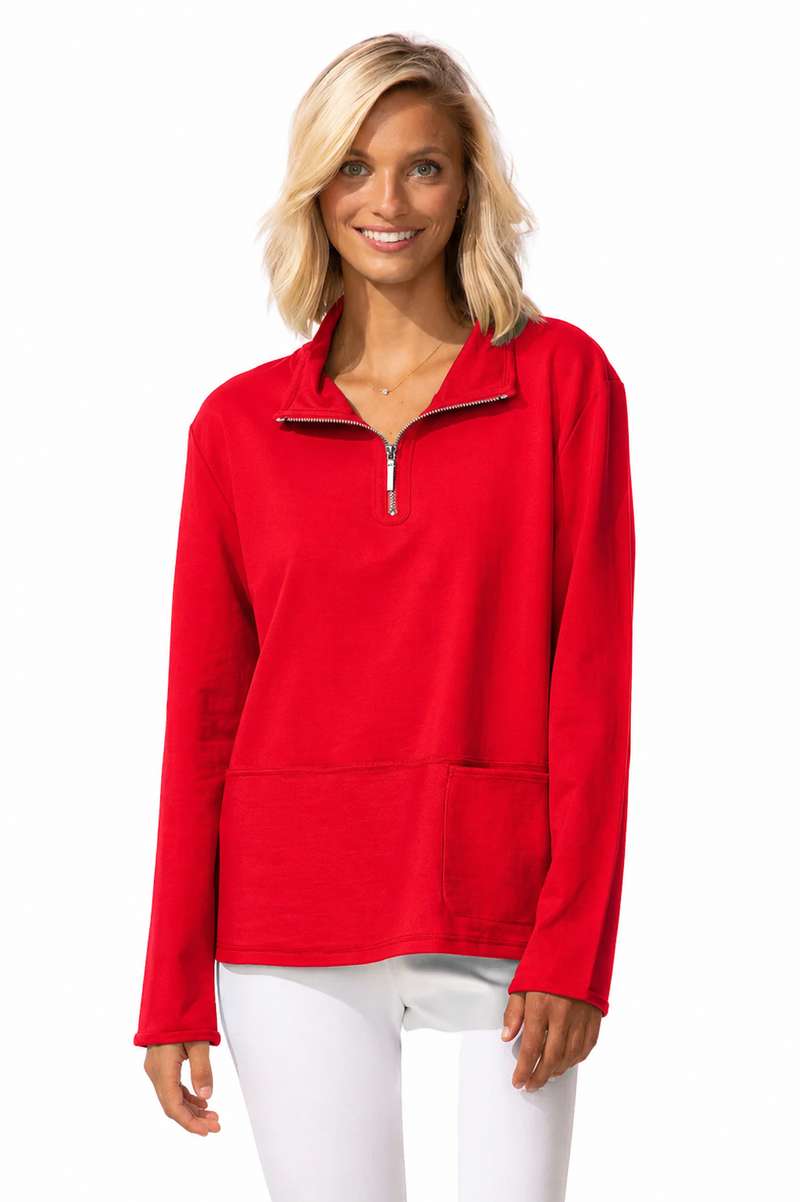 Partial Zip Soft Cotton Terry Pullover - 30121