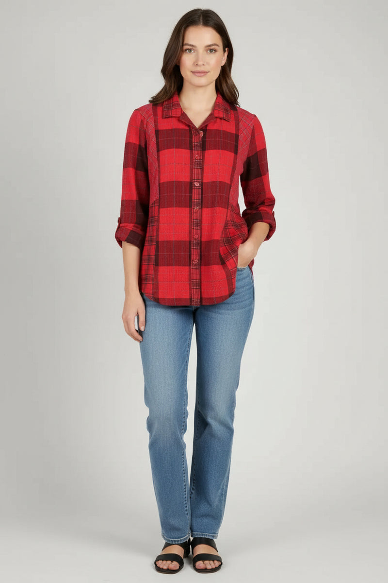 "Girl Gone Plaid"- Boyfriend Shirt - 40743 - Size S Only!