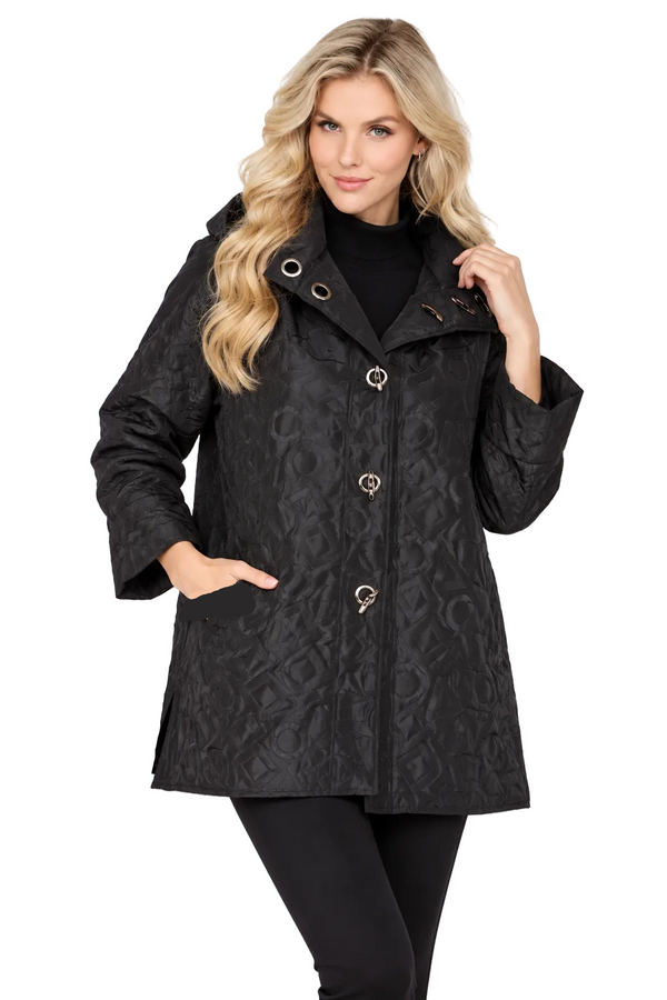 Embossed Reversible Rain Coat in Black - J2542RW-1