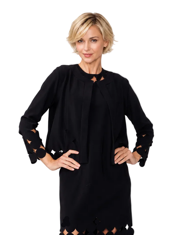 Polka-Dot Cut-Out Jacket in Black - C1238J-BLK