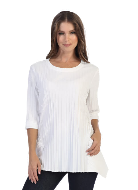 Patch-Pocket Ribbed Tunic in White - CS-388-WT