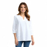 Embroidered Cotton Voile Top in White C630-WHT