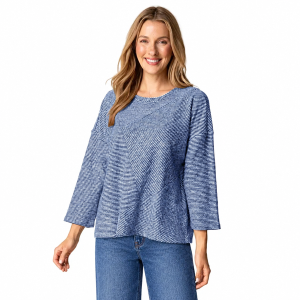 Mixed-Direction Stripe Patchwork Top - 21537