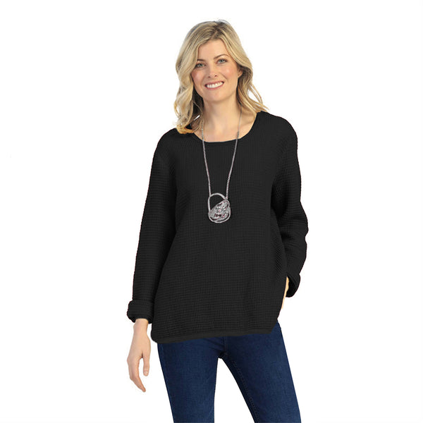 Focus Lightweight Waffle Top in Black - C691-BLK