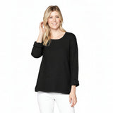 Lightweight Cotton Waffle Top in Black - C691-BLK