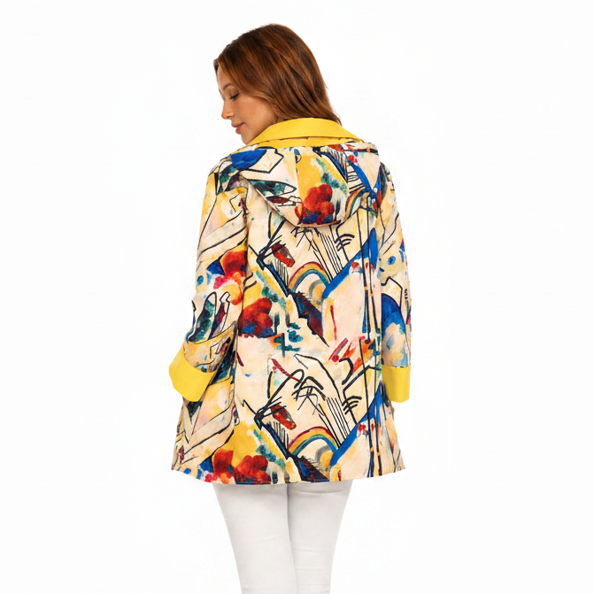 Abstract Art Reversible Hooded Raincoat - J2239RW-4