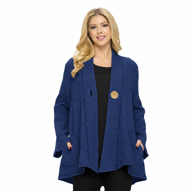 One-Button Textured Waffle Jacket - BW117