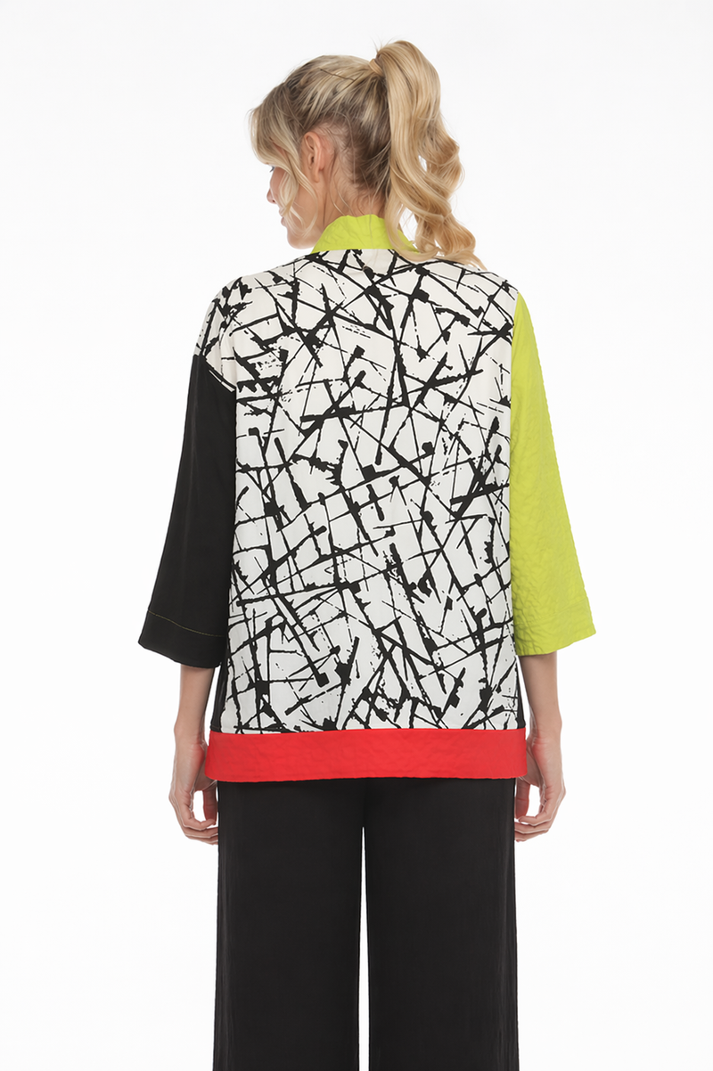 Colorblock Print Hi-Low Jacket in Key Lime/Multi - 4032 - Size S Only!