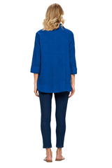 Textured Cotton Shirt in Capri Blue - EC-402-BLU - Size S Only - Final Sale!