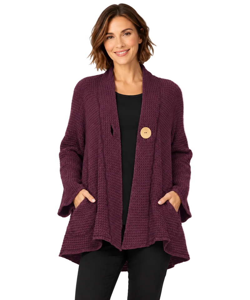 One-Button Textured Waffle Jacket - BW117