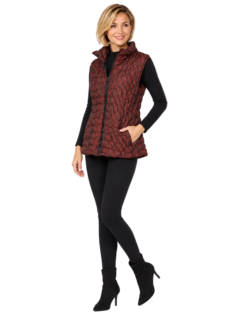 Quilted Zip Front Vest in Copper Bronze - V2618RW-4