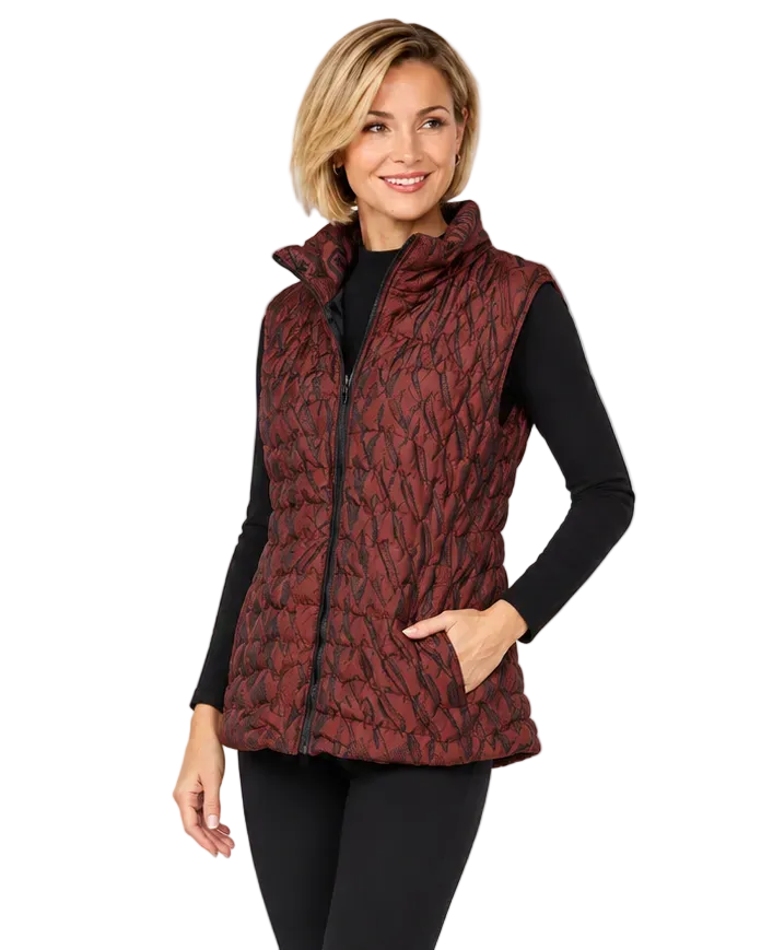 Quilted Zip Front Vest in Copper Bronze - V2618RW-4