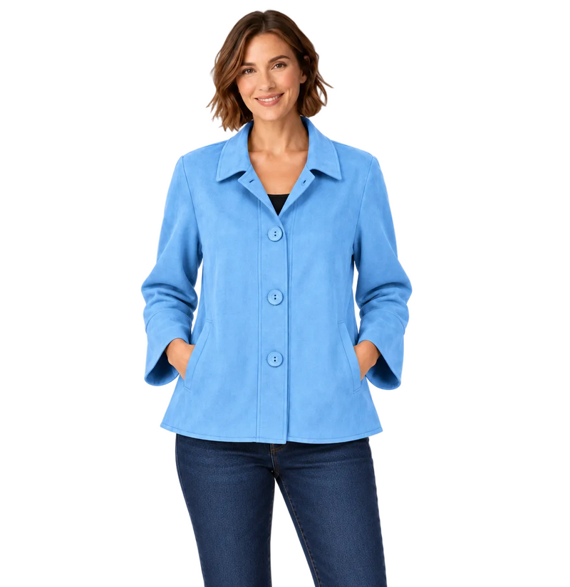 Faux Suede Button Front Jacket  - 4896