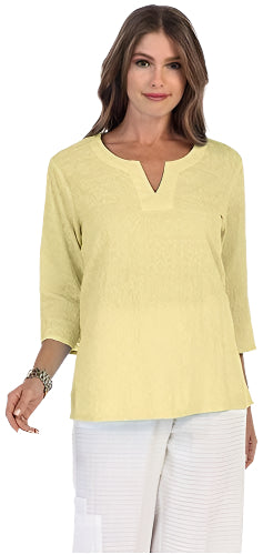 Mineral Wash Embroidered Cotton Top in Lime - C-630-LME