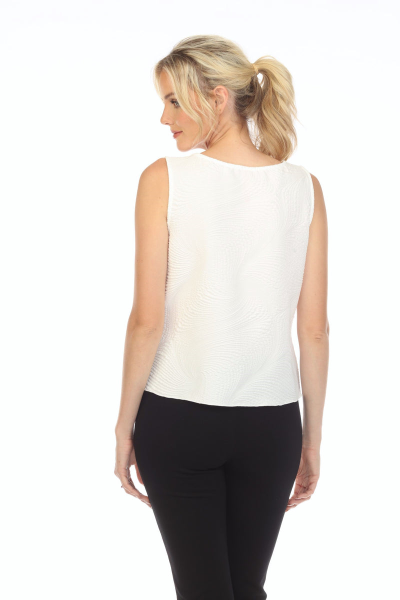 IC Collection Sleeveless Textured Asymmetric Top in White - 5743T-WT
