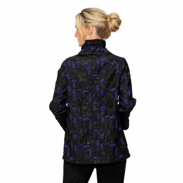 Striking Grid Jacquard Jacket in Purple - 7353J-PPL