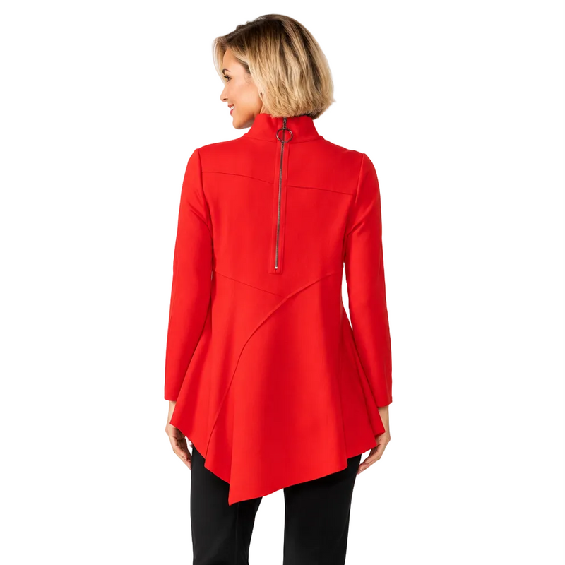 Soft Knit Asymmetric Tunic in Red - 4759T-RD