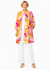 Watercolor Print Jacket in Pink/Multi - 7292J-PNK - Sizes L & XL Only!