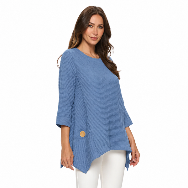 Long Waffle Tunic in Dusty Blue - FW135-DB