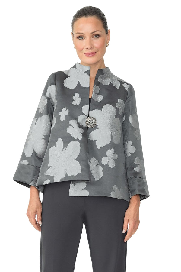 Floral Jacquard Asymmetric Jacket - 4758J-CH