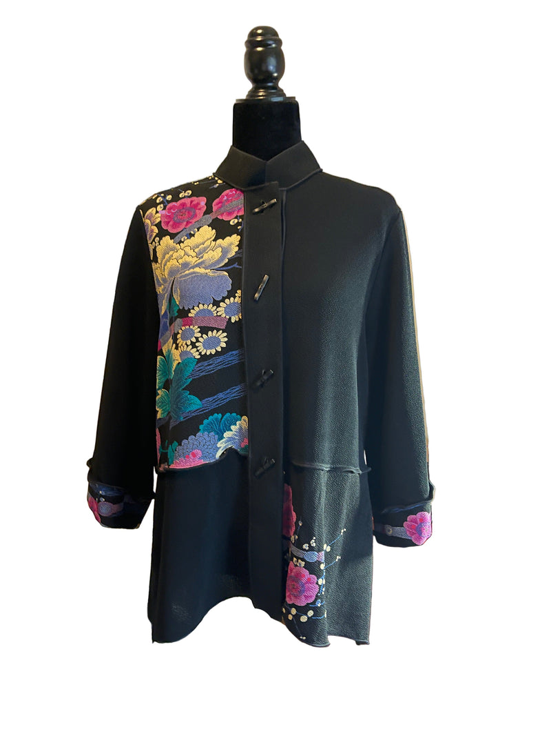Floral Asian Inspired Jacket in Purple Multi - CM65-PPL