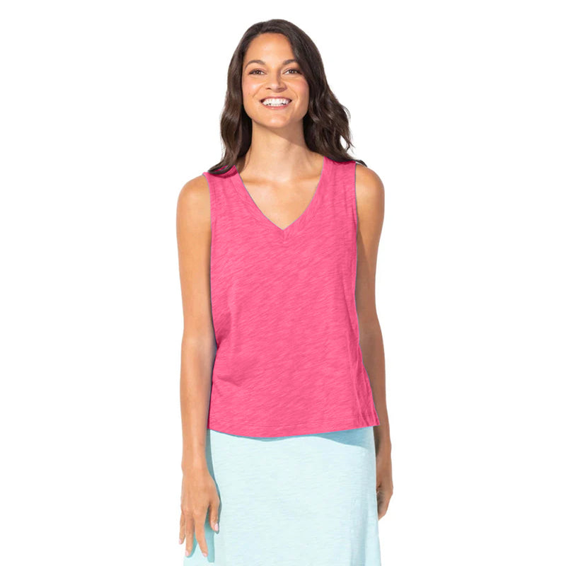 Textured Peruvian Cotton V-Neck Tank - 10014