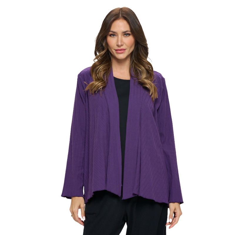 Focus Diagonal Rib Long Sleeve Cardigan in Blackberry - CS-304-BB