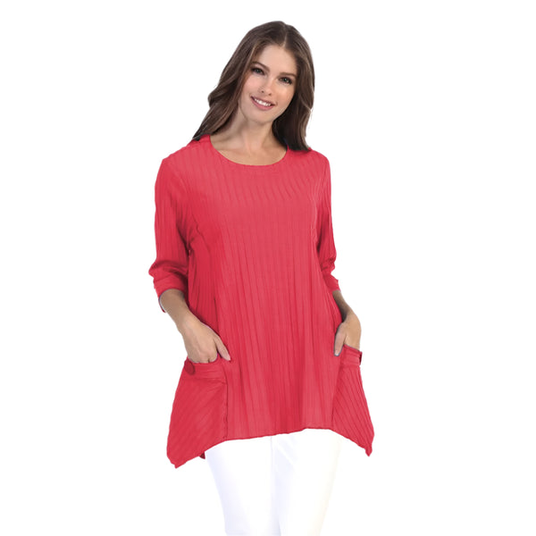 Patch-Pocket Ribbed Tunic in Raspberry - CS-388-RSP