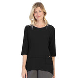 Ribbed Pocket Top in Black - CS-303-BLK - Size 1X Only!