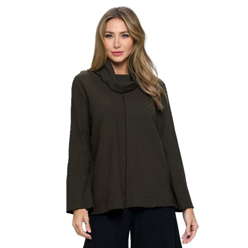 Focus Diagonal Rib-Knit Tunic in Military - CS376-MI