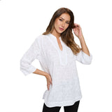 Embroidered Tunic Top in White - EC-426-WHT - Size S Only!