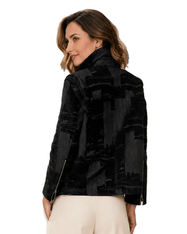 Just In! Tonal Abstract Zip-Front Jacket - 8202J