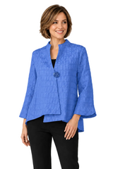 Textured Jacquard One-Button Jacket in Blue - 6288J-BLU