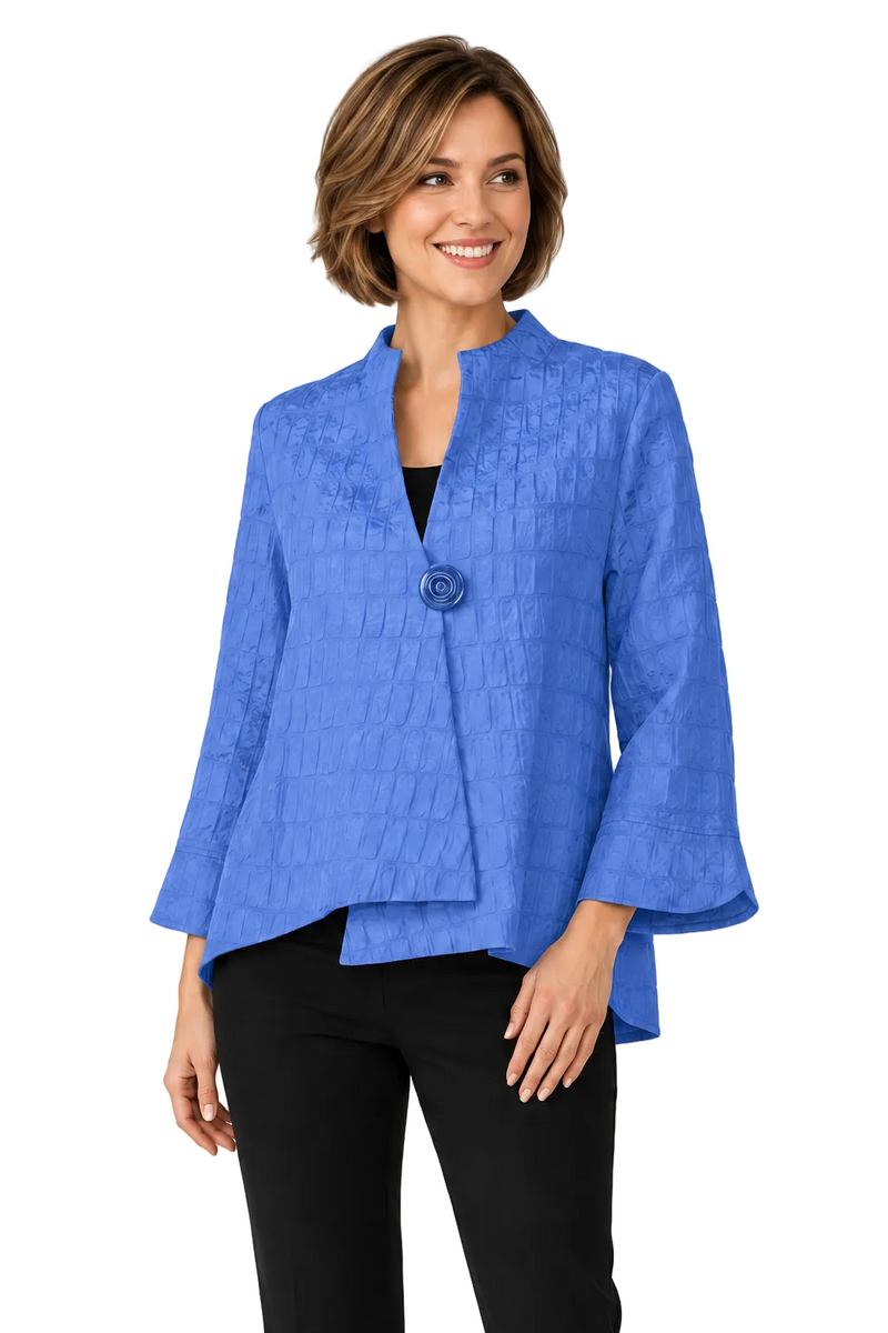 Textured Jacquard One-Button Jacket in Blue - 6288J-BLU