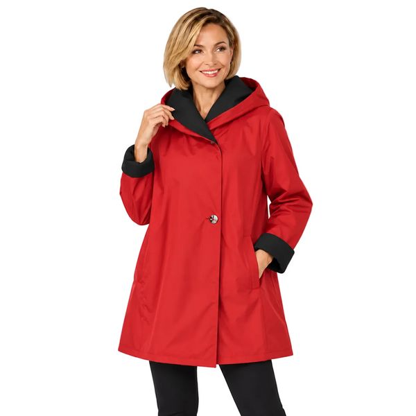 Reversible Hooded Rain Coat in Red  - SJ2606RW-1