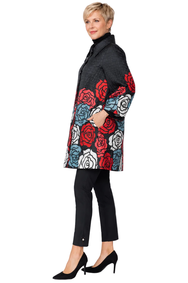 Textured Rose Print Jacket - C1217J