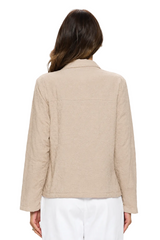 Embroidered Cotton Short Jacket in Latte - EC425