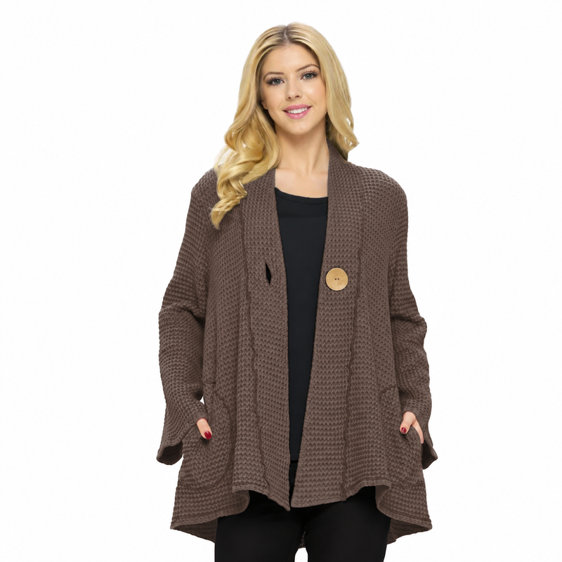 One-Button Textured Waffle Jacket - BW117